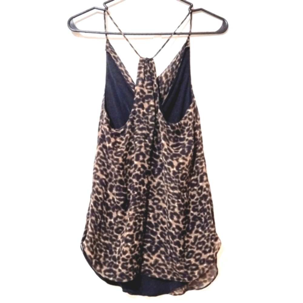 **Haute Hippie** Silk Leopard Print Cowl Neck Racerback Camisole Tank Top. - Picture 5 of 7